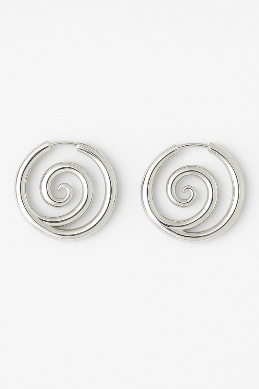 Vortexline Earrings 925 Sterling Silver Spiral Hoops