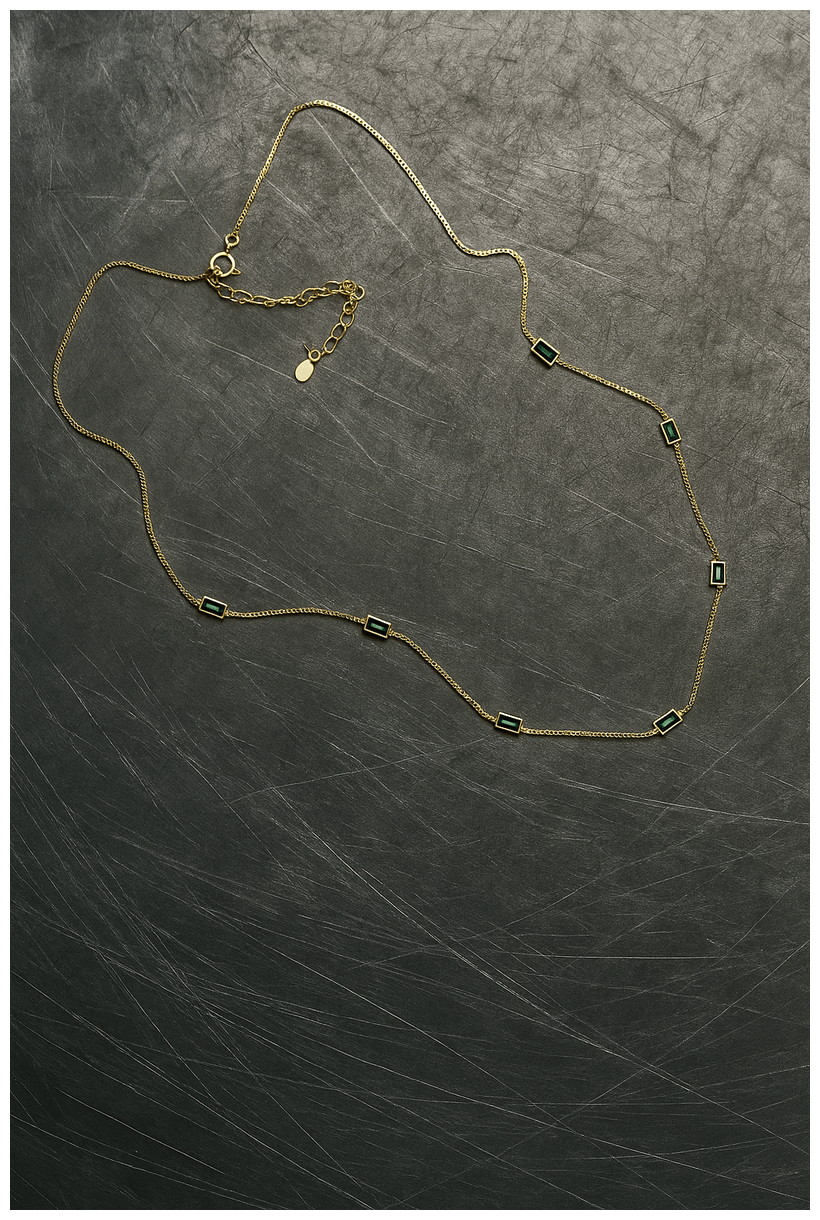 Verde Line Gold Rectangle Stone Necklace