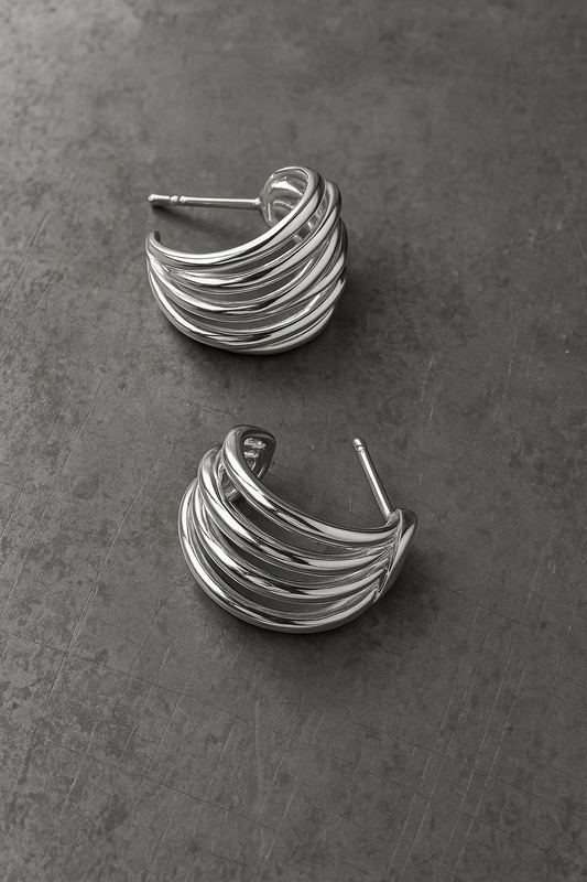 Stratacage 925 Sterling Silver Layered Hoop Earrings