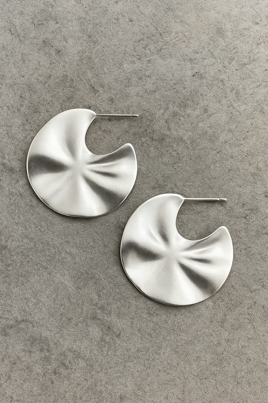 Tidefold Earrings – Sculptural 925 Sterling Silver Ripple Hoops